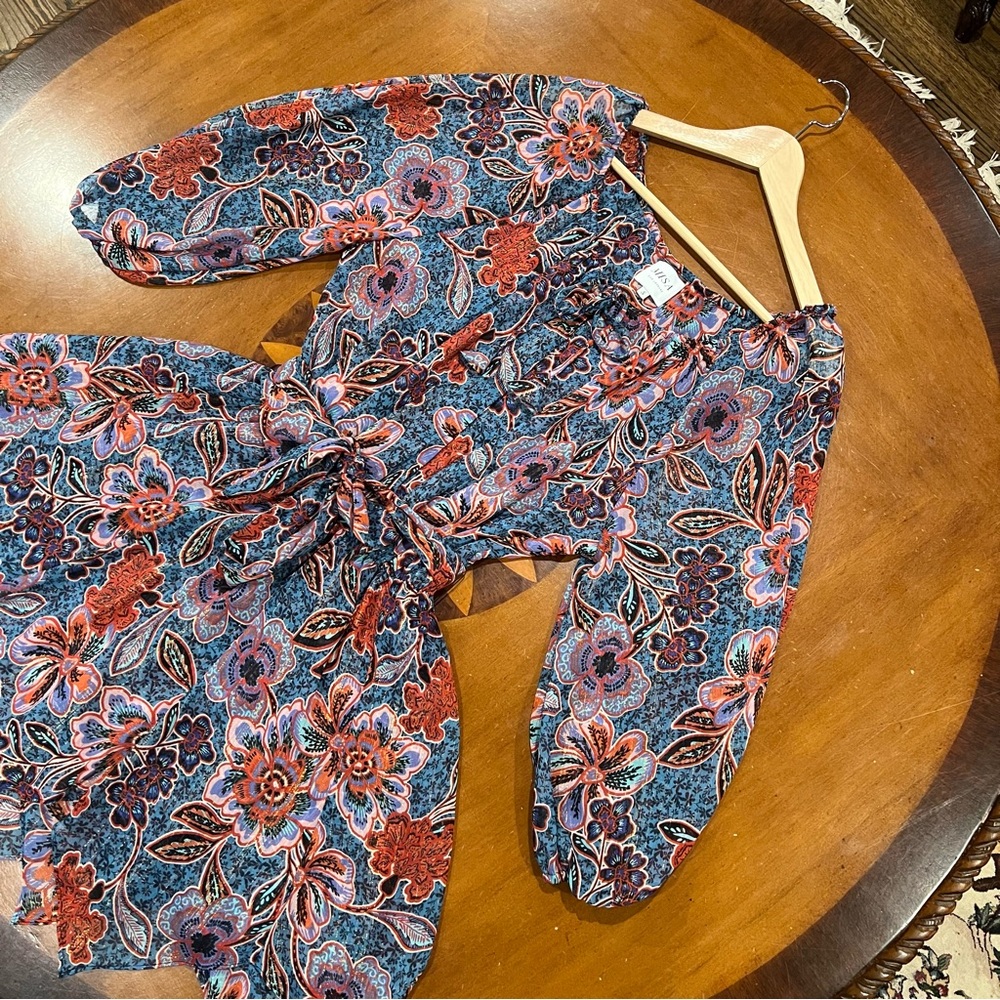 MISA Los Angeles Tara Floral Chiffon Faux Wrap Mini Dress Cerulean Small Revolve - Picture 6 of 16